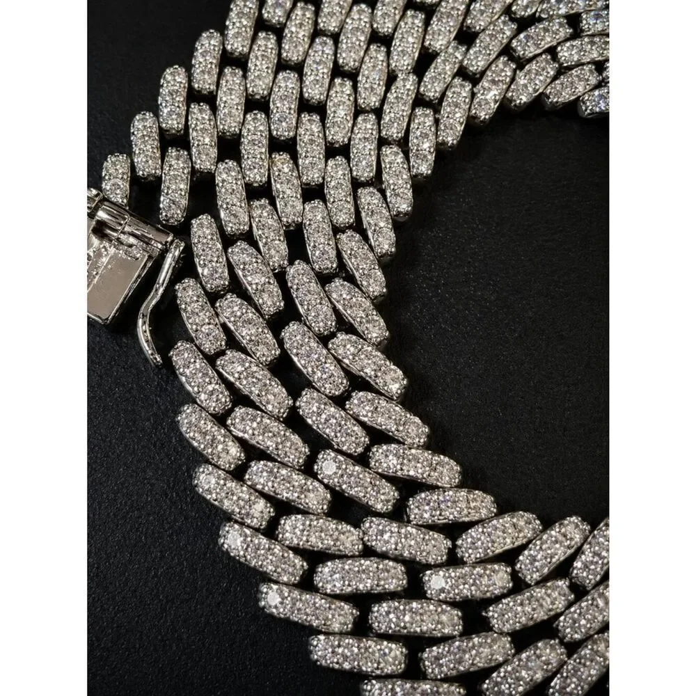 Block Link Simulated Diamond Cuban Link Necklace